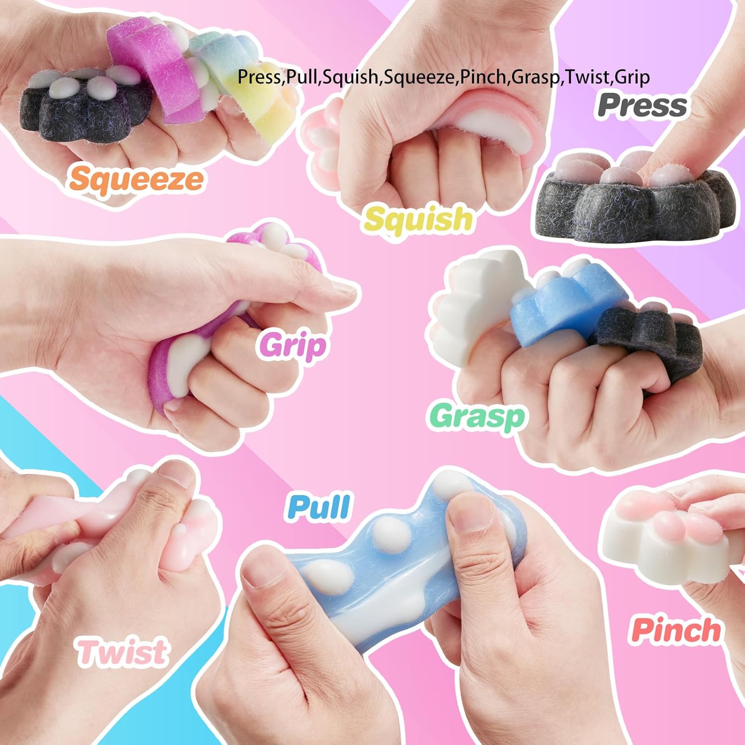 4Pcs Taba Squishy Cat Paw Squeeze Toys