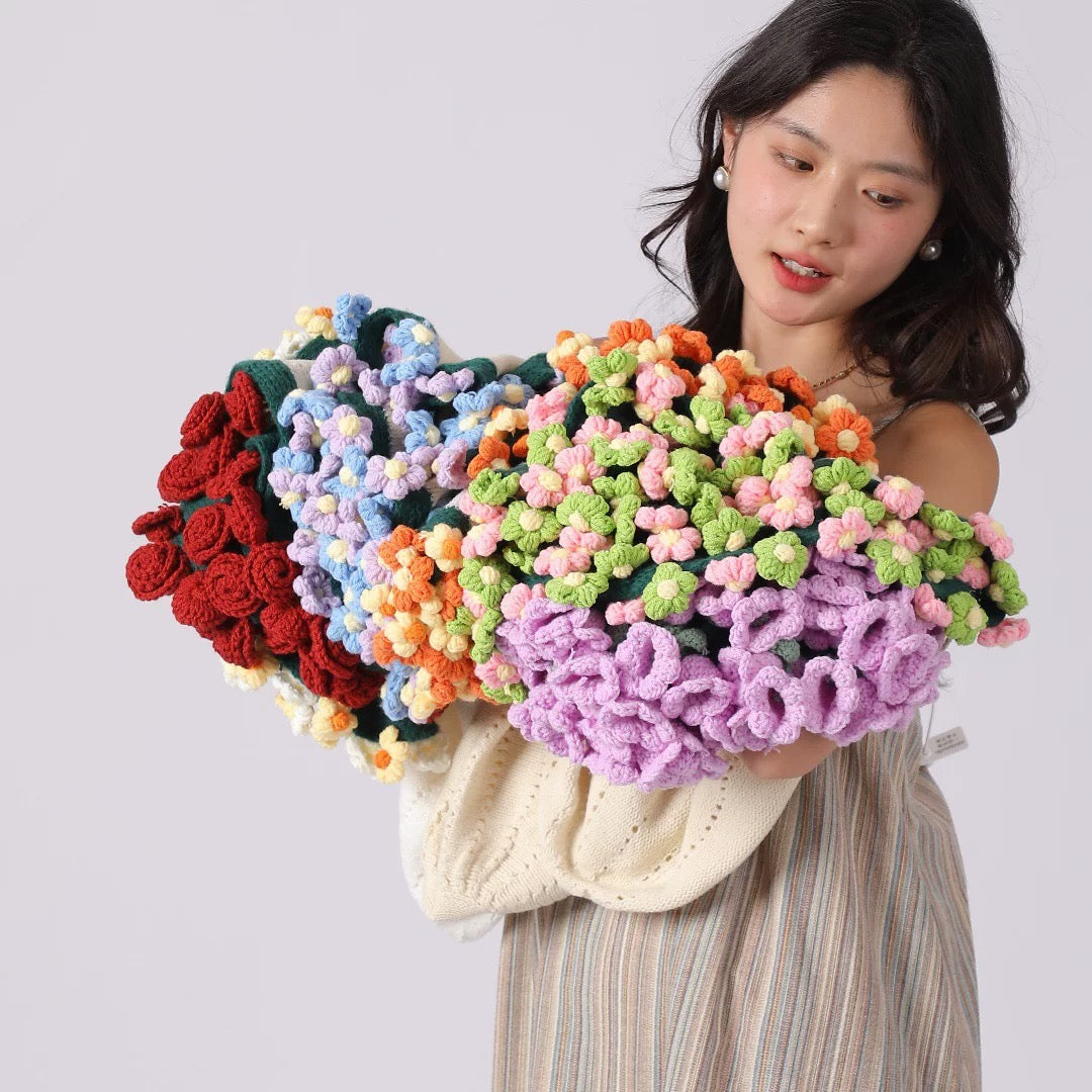 Handmade Crochet Flower Bouquet Blanket (Finished Product)