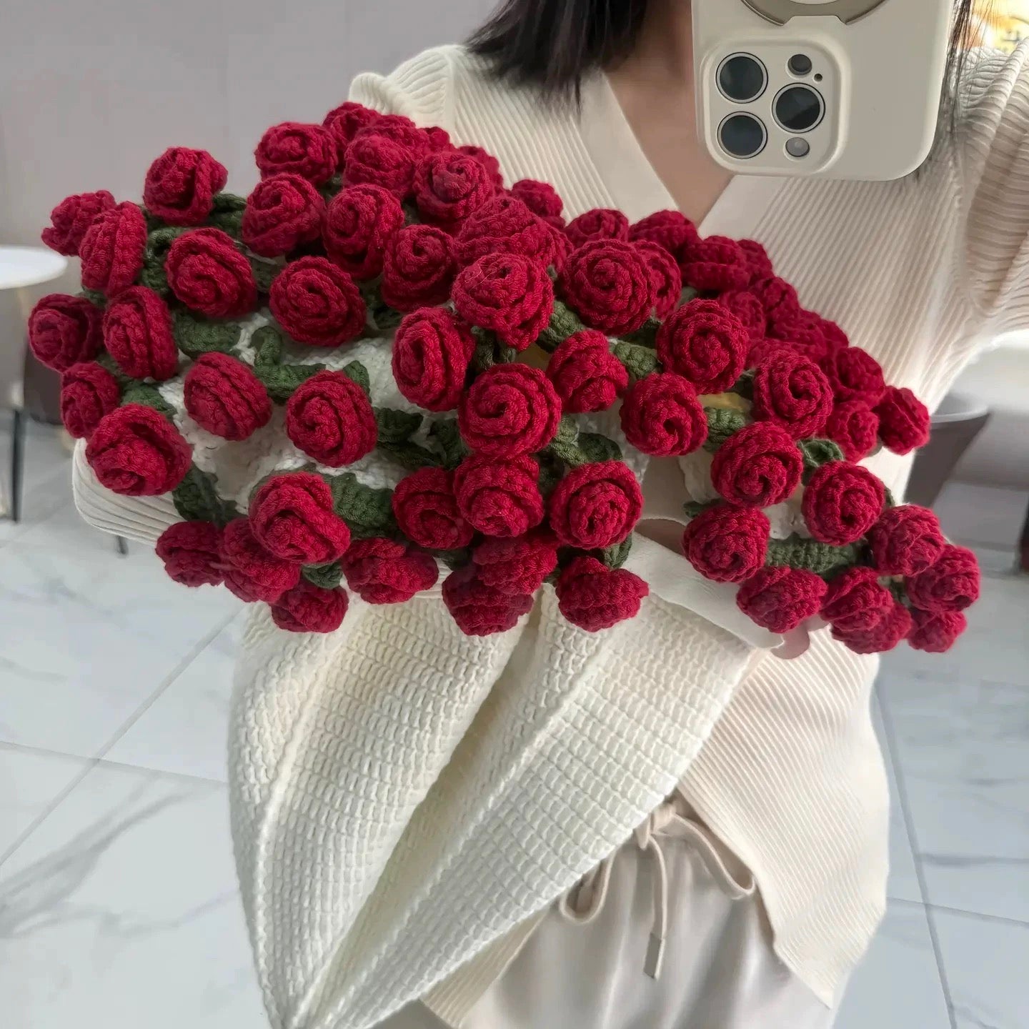 Handmade Crochet Flower Bouquet Blanket (Finished Product)
