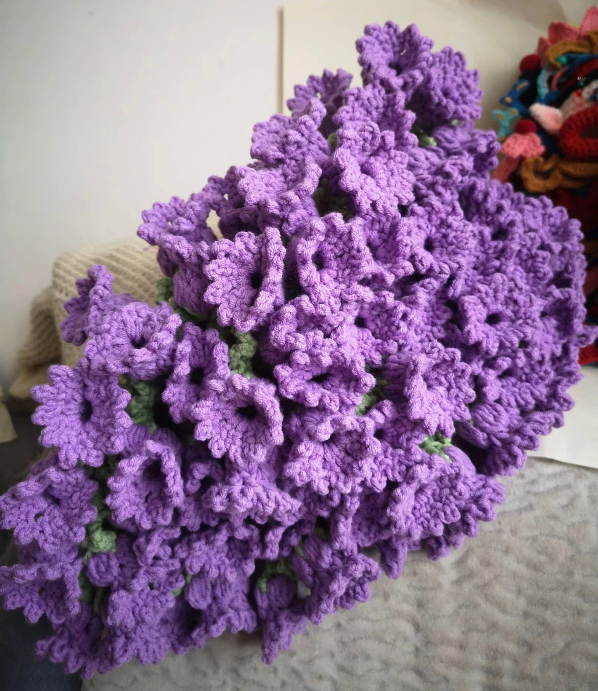 Handmade Crochet Lily of the Valley Bouquet Blanket (Finished Product)