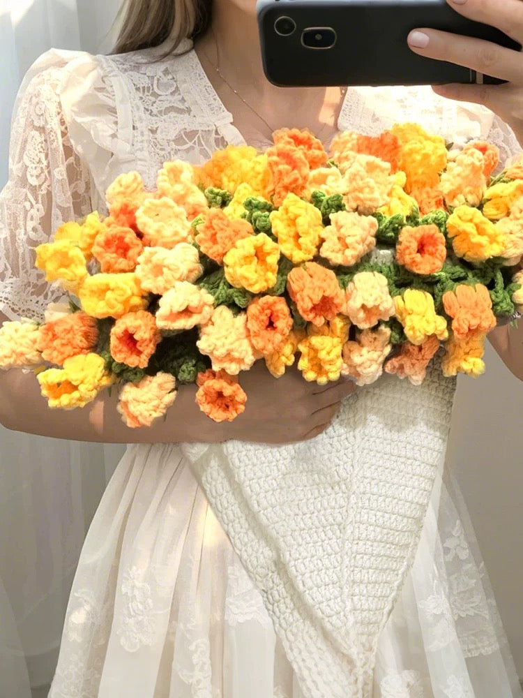 Handmade Crochet Flower Bouquet Blanket (Finished Product)