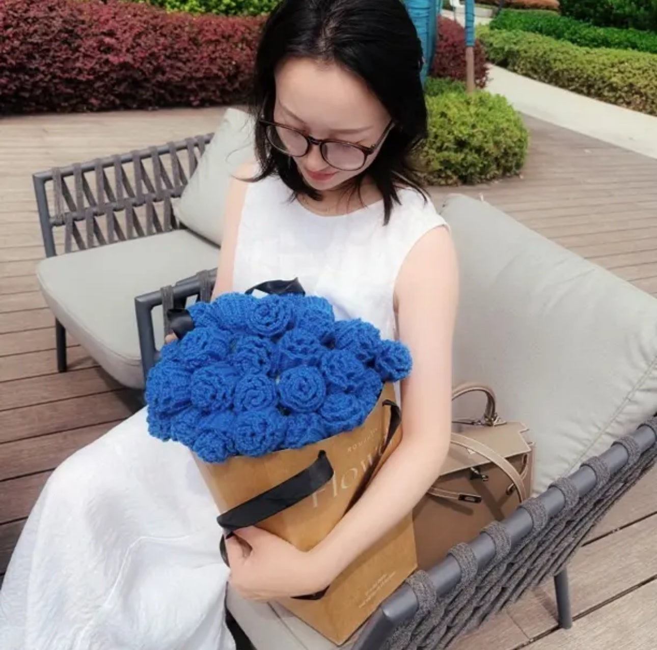 Handmade Crochet Flower Bouquet Blanket (Finished Product)