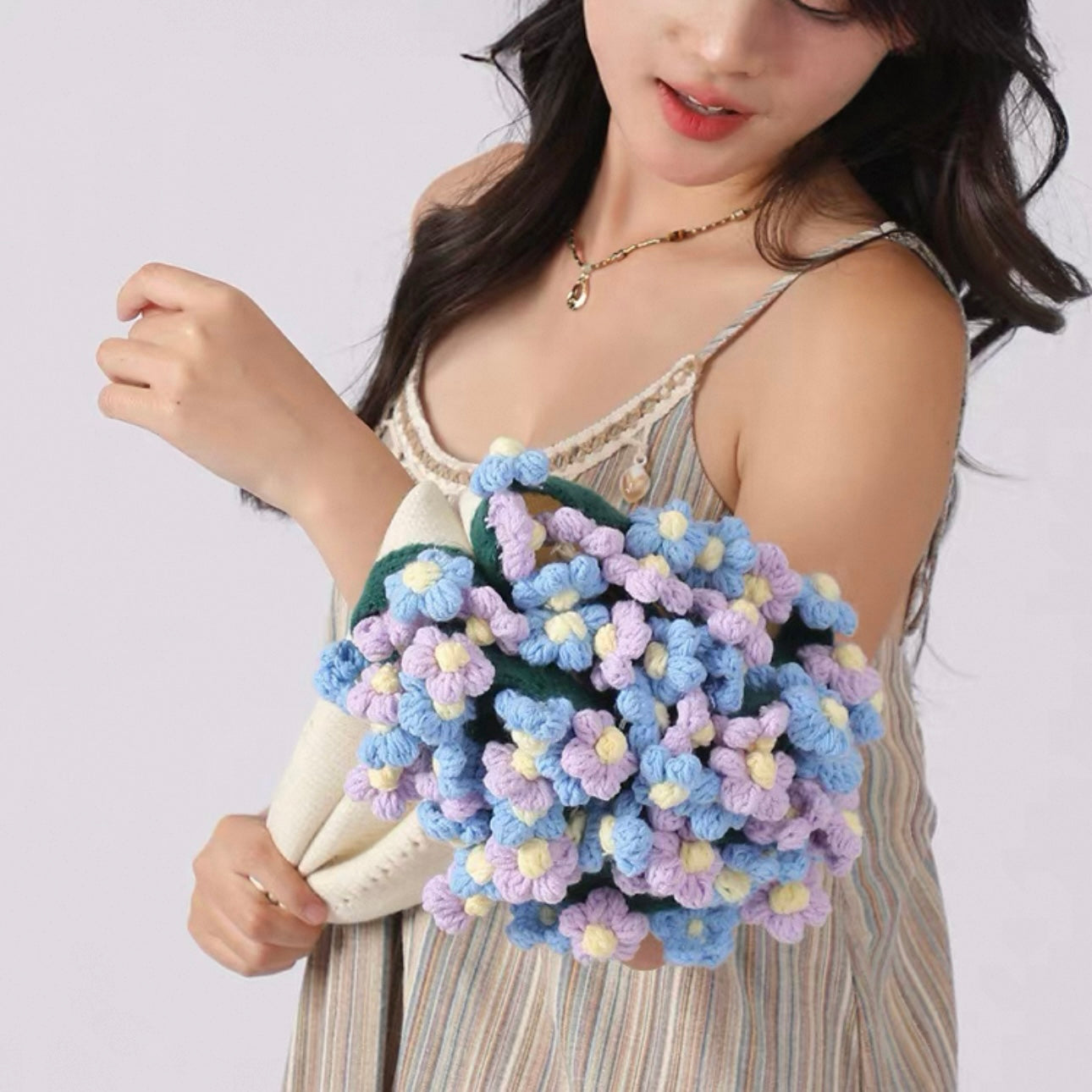 Handmade Crochet Flower Bouquet Blanket (Finished Product)