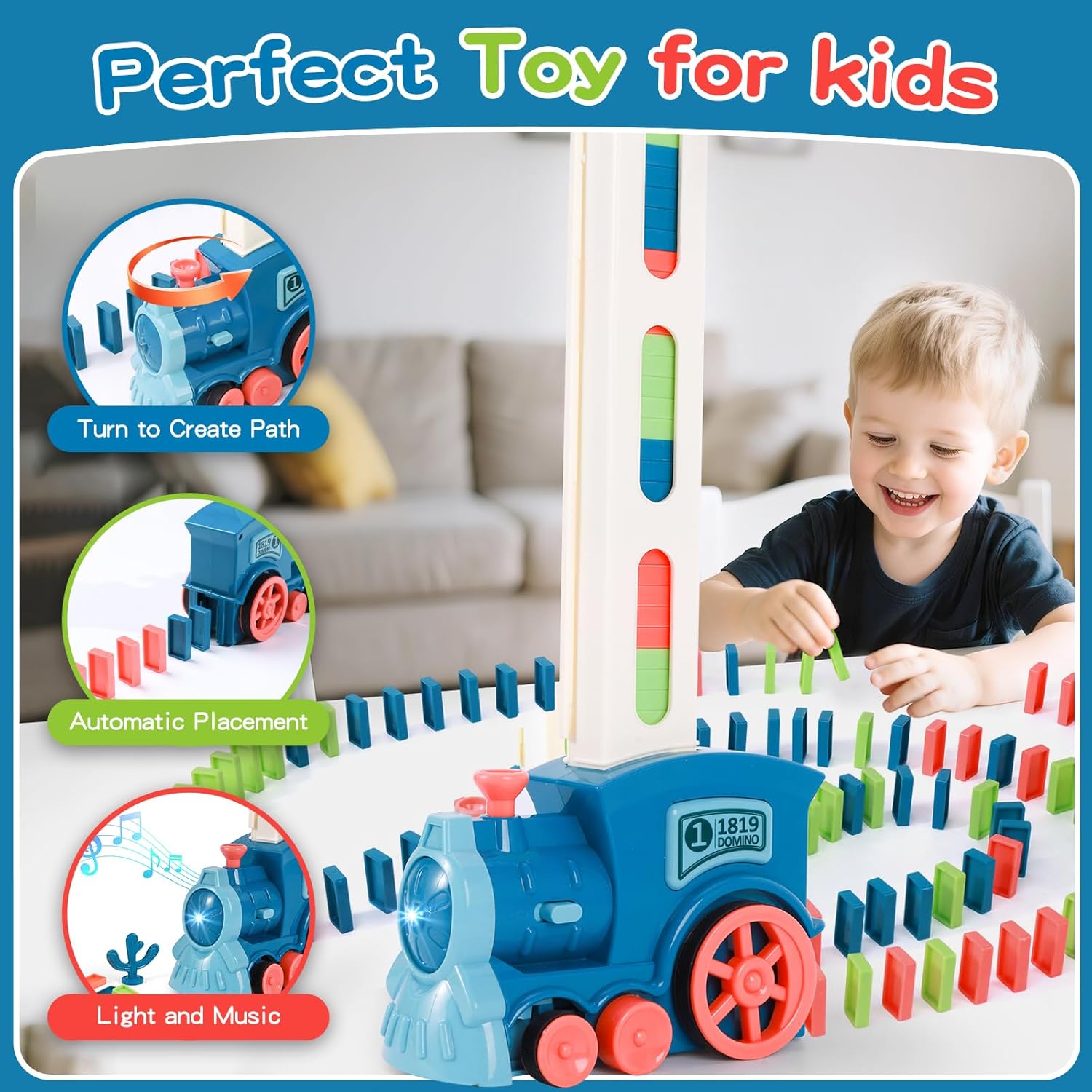 Domino Train Toys Automatic Dominoes Building Train Set