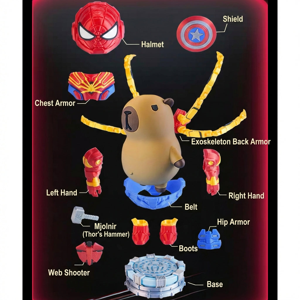 Spider Capybara Magnetic Equipment Toy Set Desktop Collectible Toy