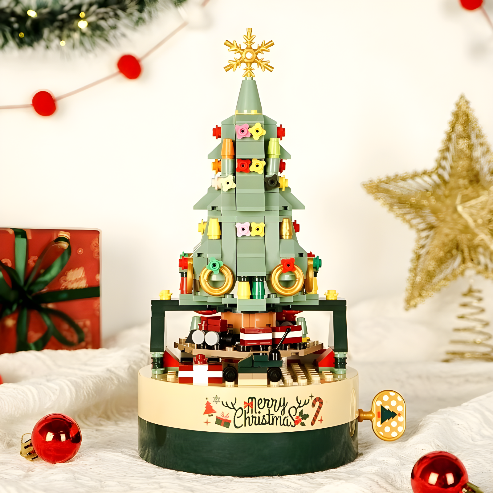 Gleetoy Christmas Tree Building Blocks with Music Box Toy (360 Pcs