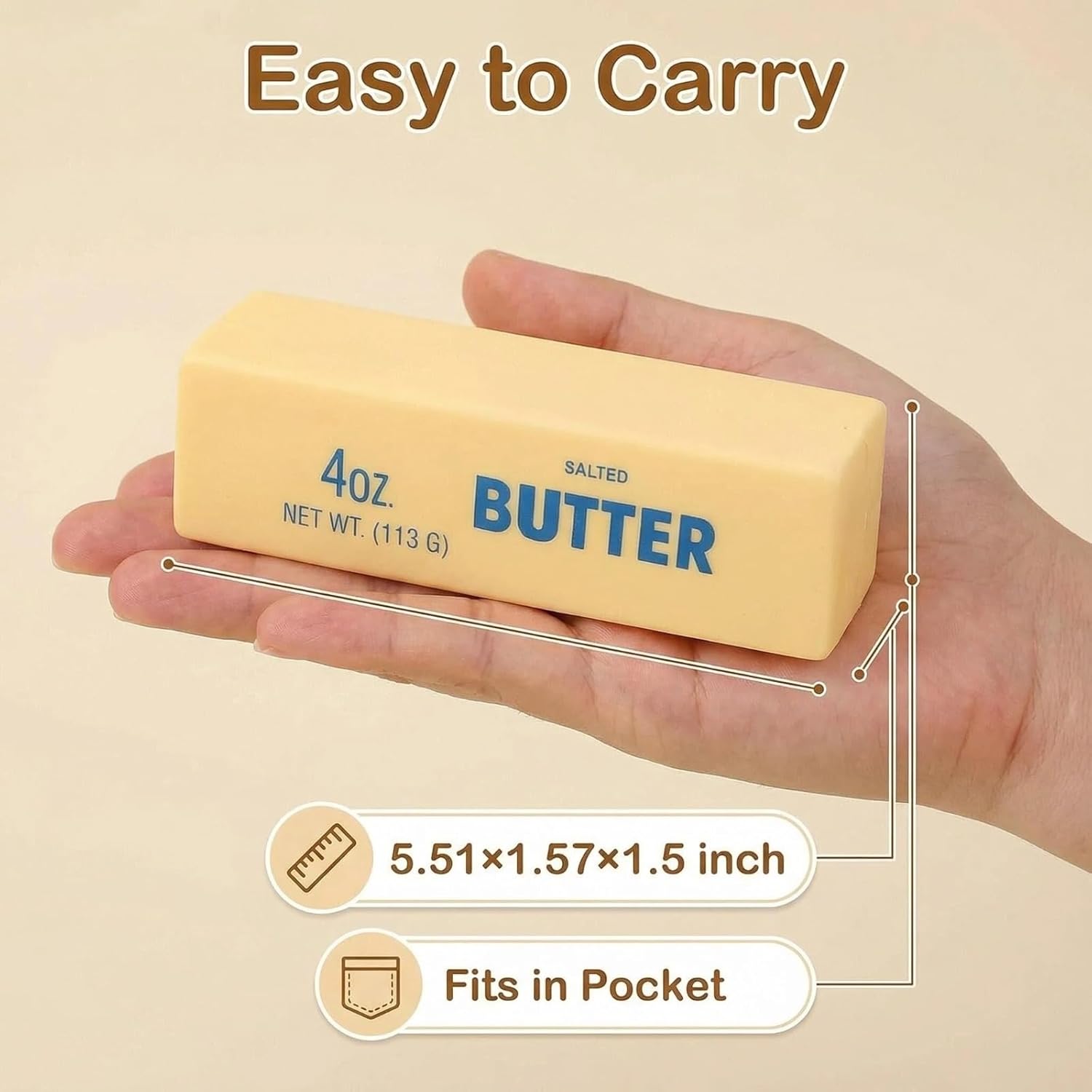 Realistic Butter Stress Ball Soft Satisfying Slow Rebound Squeeze Toy