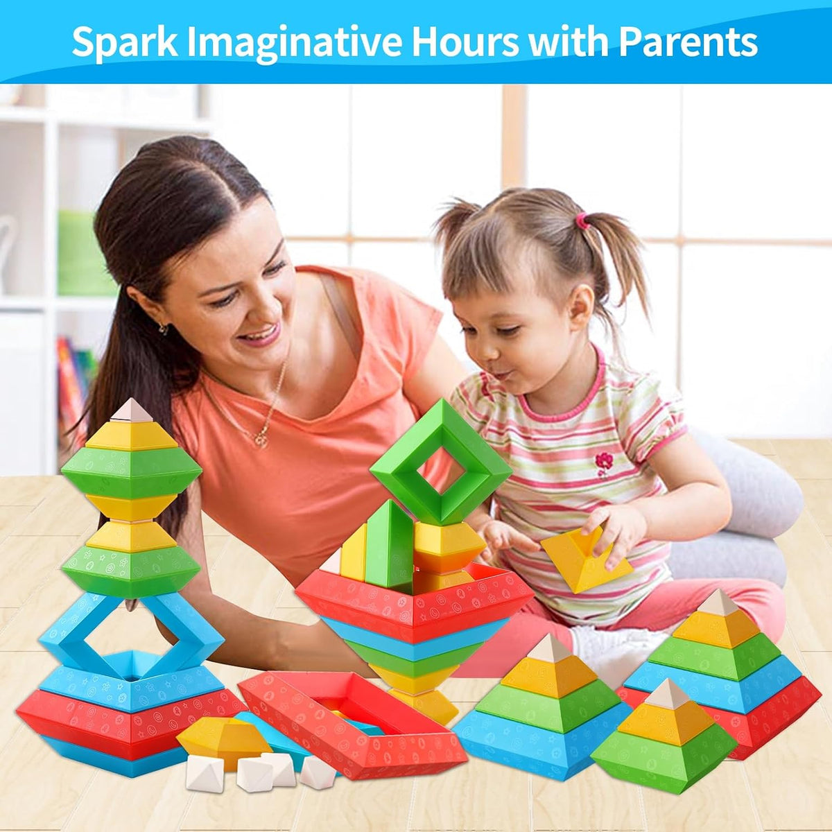 Pyramid Stacking Blocks – 30-Piece Creative Building Set