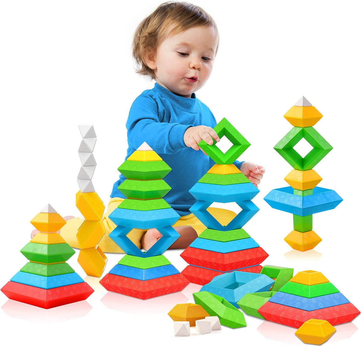 Pyramid Stacking Blocks – 30-Piece Creative Building Set