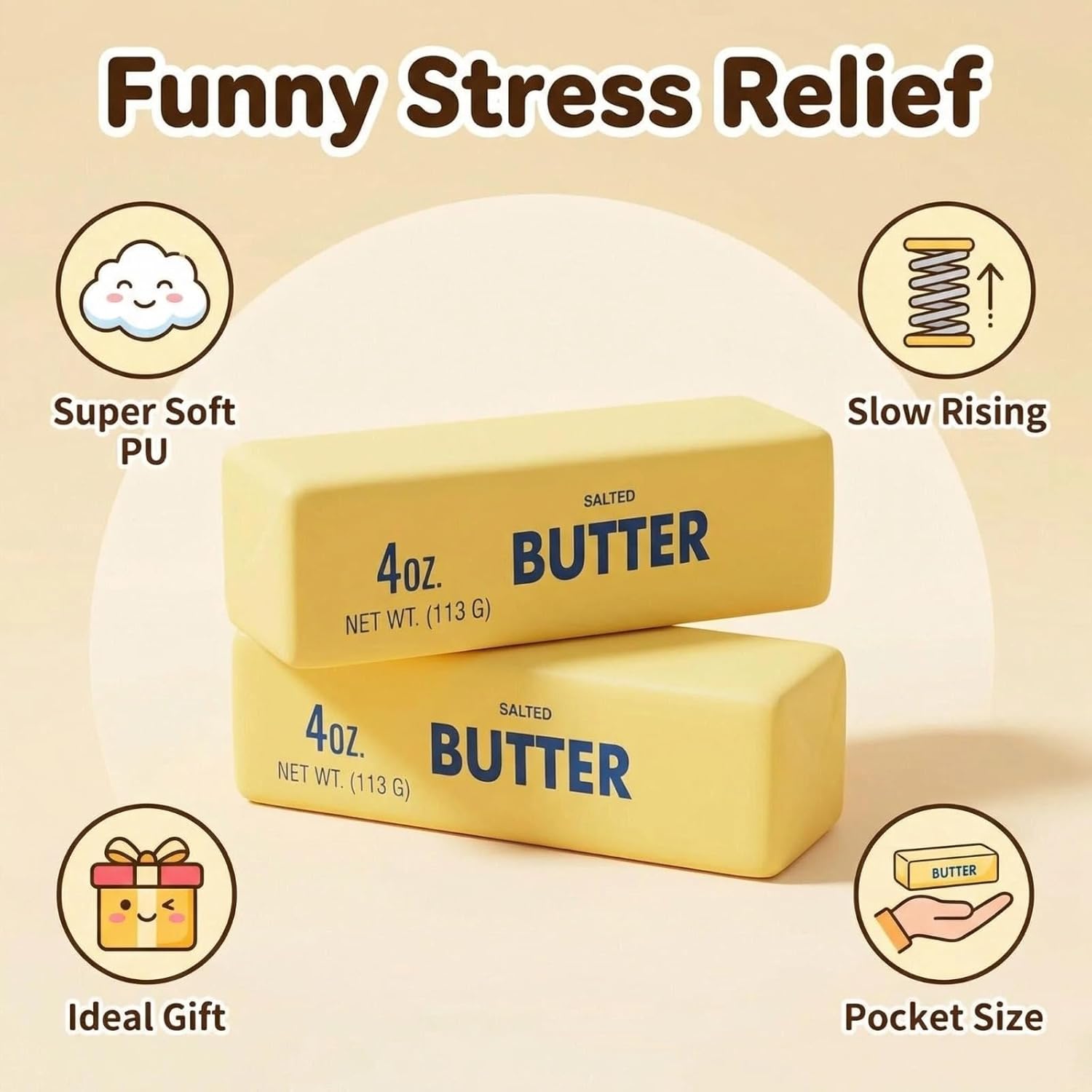 Realistic Butter Stress Ball Soft Satisfying Slow Rebound Squeeze Toy
