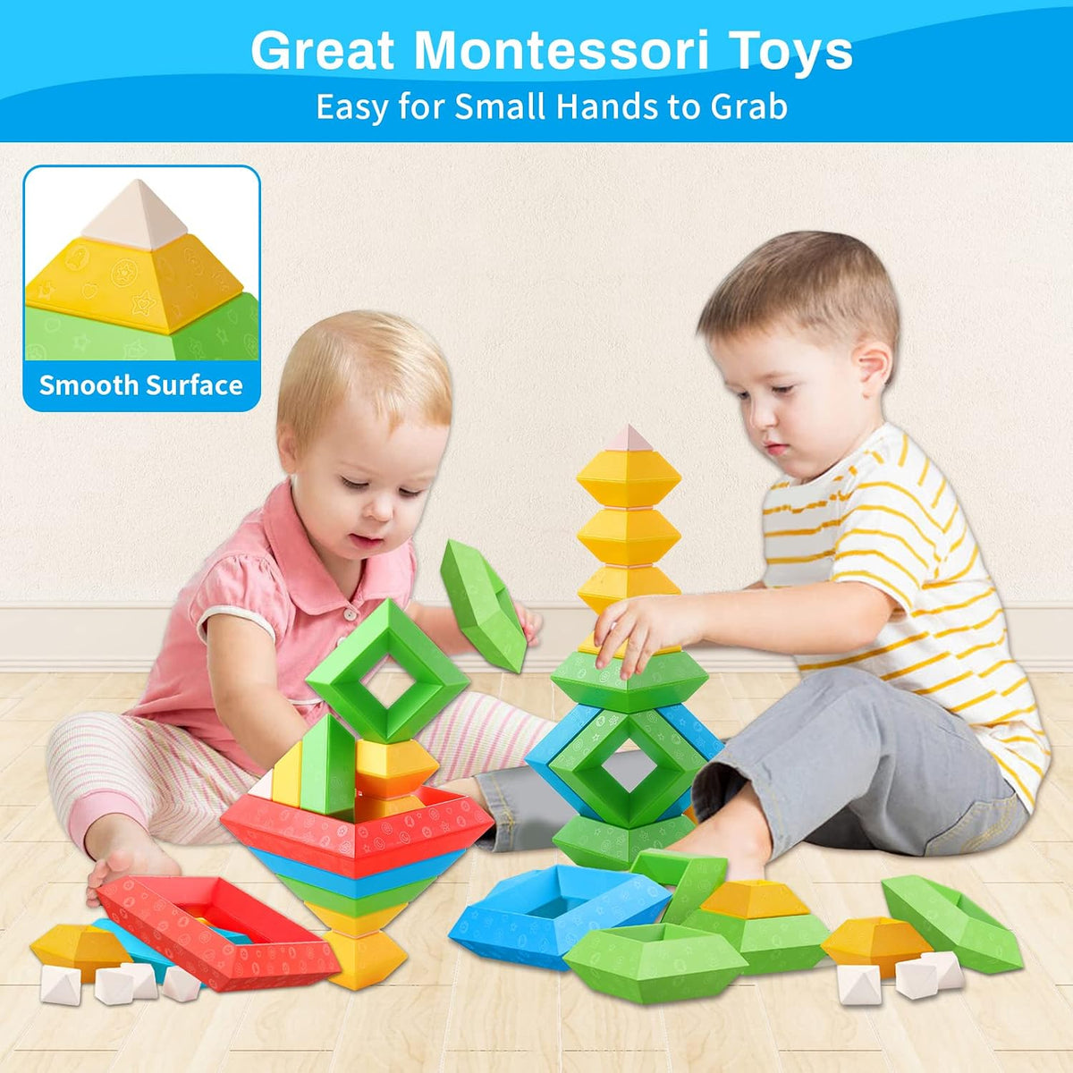 Pyramid Stacking Blocks – 30-Piece Creative Building Set