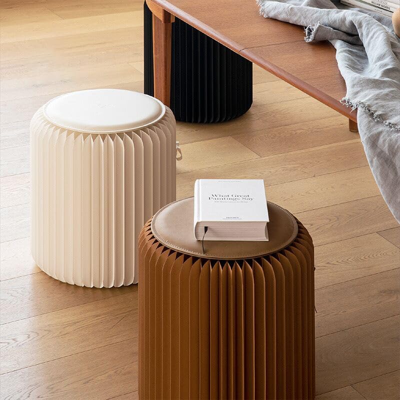 Modern Accordion Paper Stool, Lightweight Foldable Footstool & Side Table