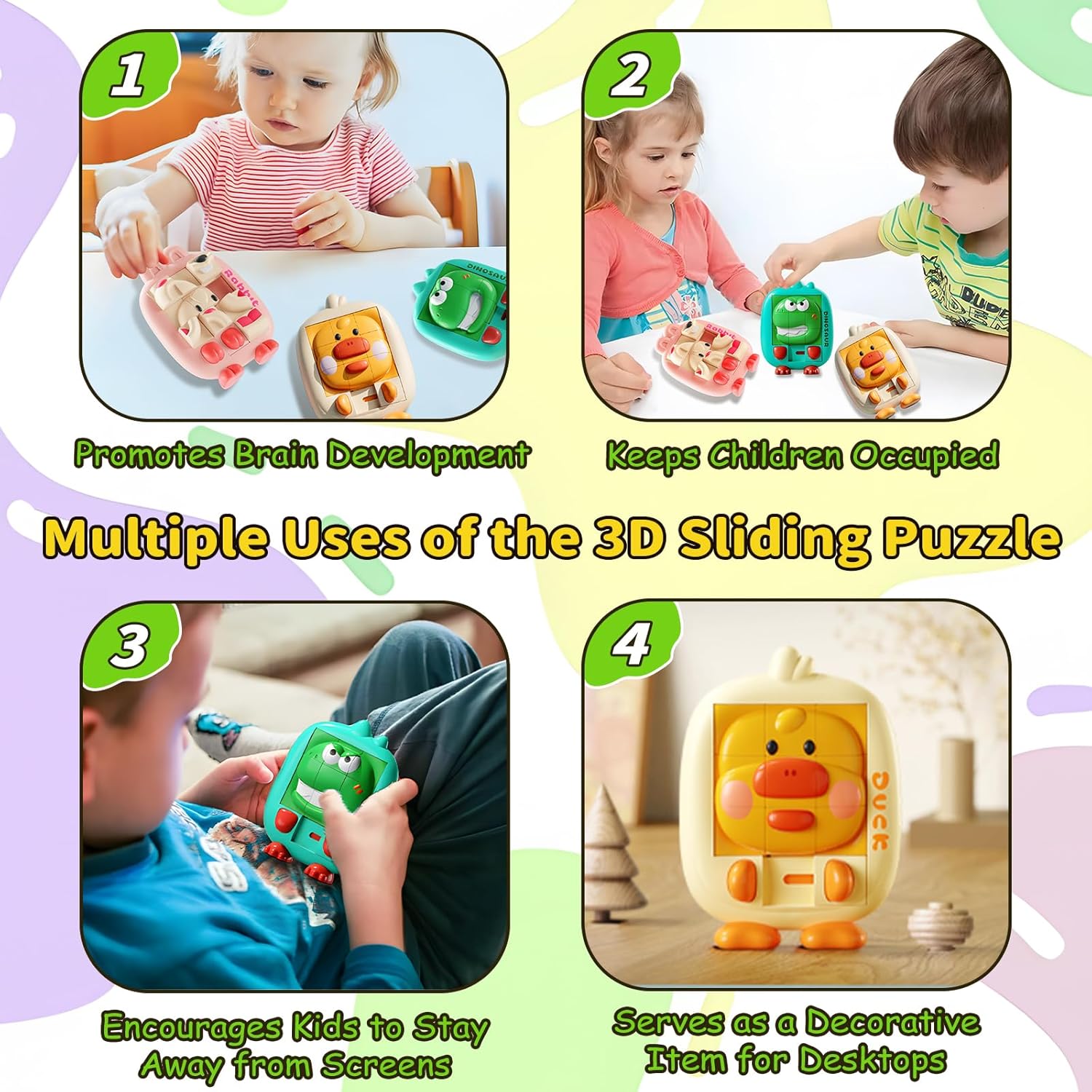 Animal Sliding Puzzle Toy for Kids – Montessori Brain Teaser Travel Game