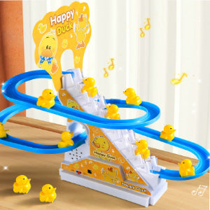 Electric Climbing Duck Slide Toy Musical Staircase with LED Lights