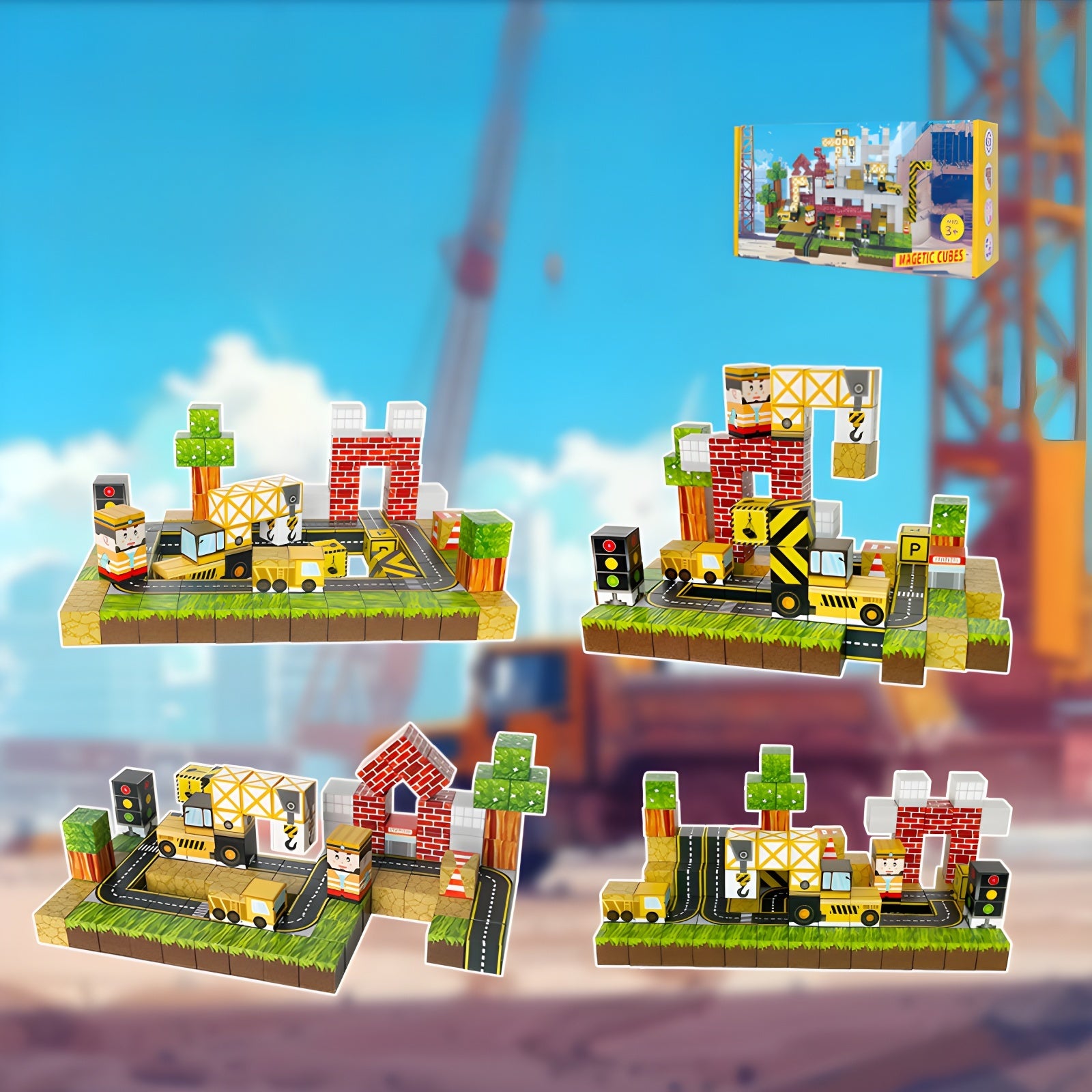 Magnetic Minecraft Building Blocks STEM Building Set Construction Toy