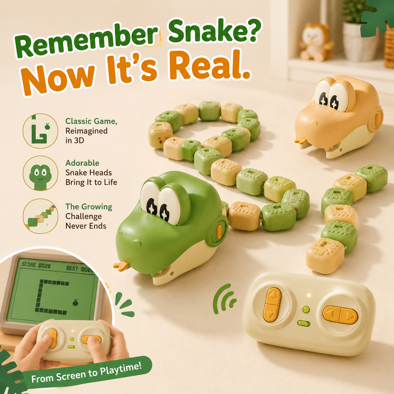 Remote Control Real-Life Growing Snake Game Toy for Kids