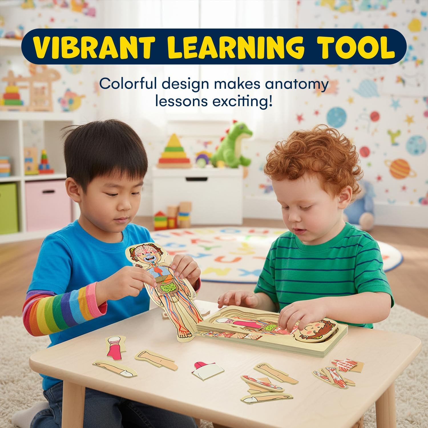 My Body Parts Puzzle for Toddlers Kids, Montessori Wooden Anatomy Puzzle