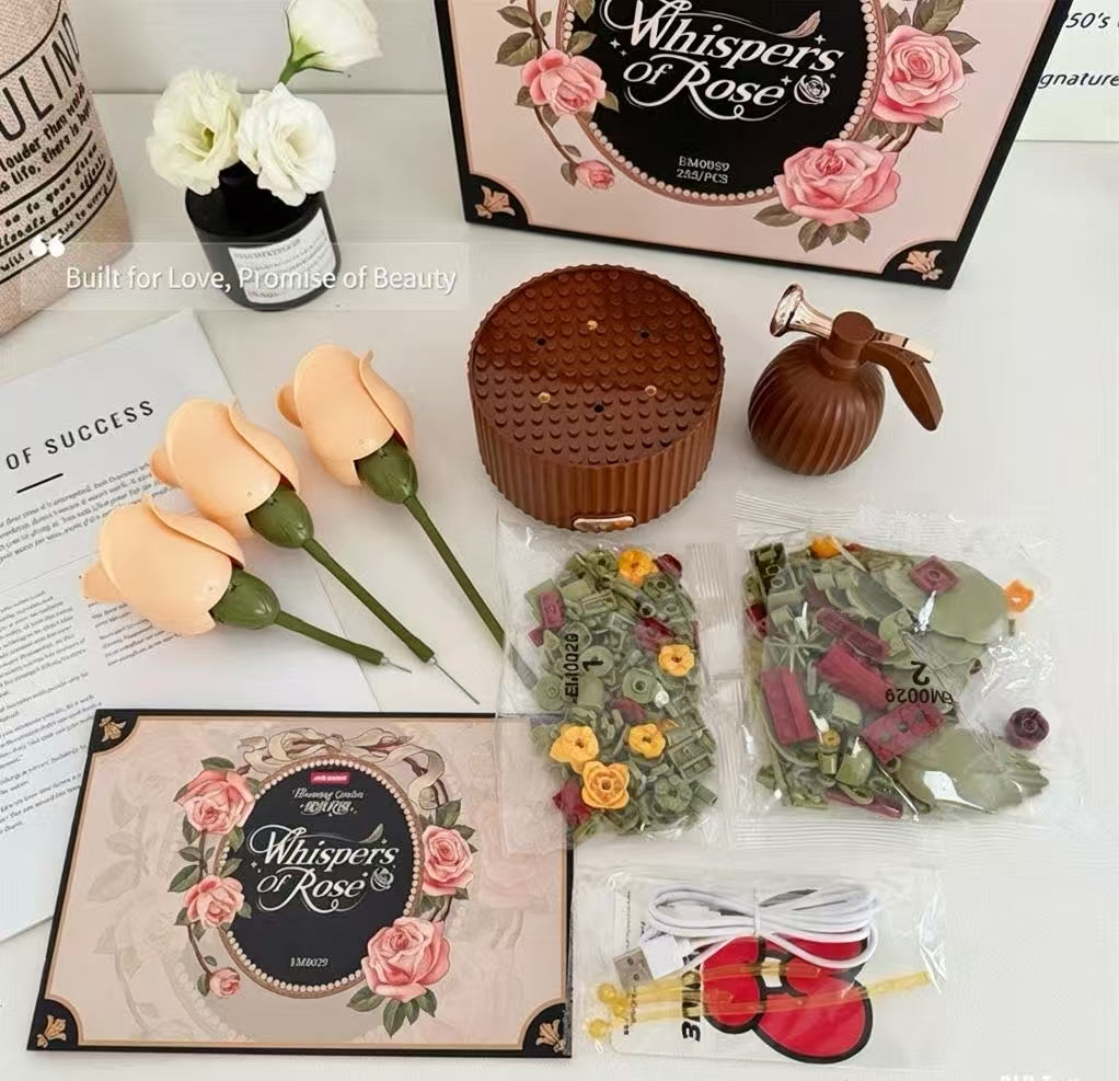 Magic Blooming Flower Building Blocks with Motion Rose Bouquet