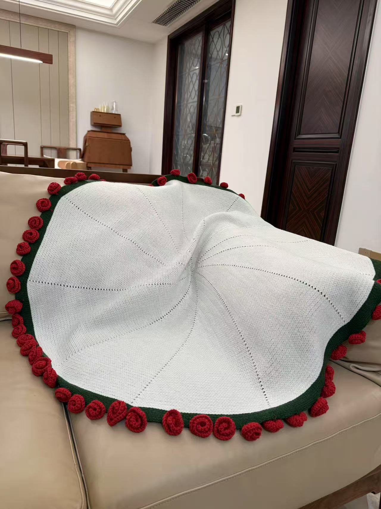 Handmade Crochet Rose Bouquet Blanket (Finished Product)