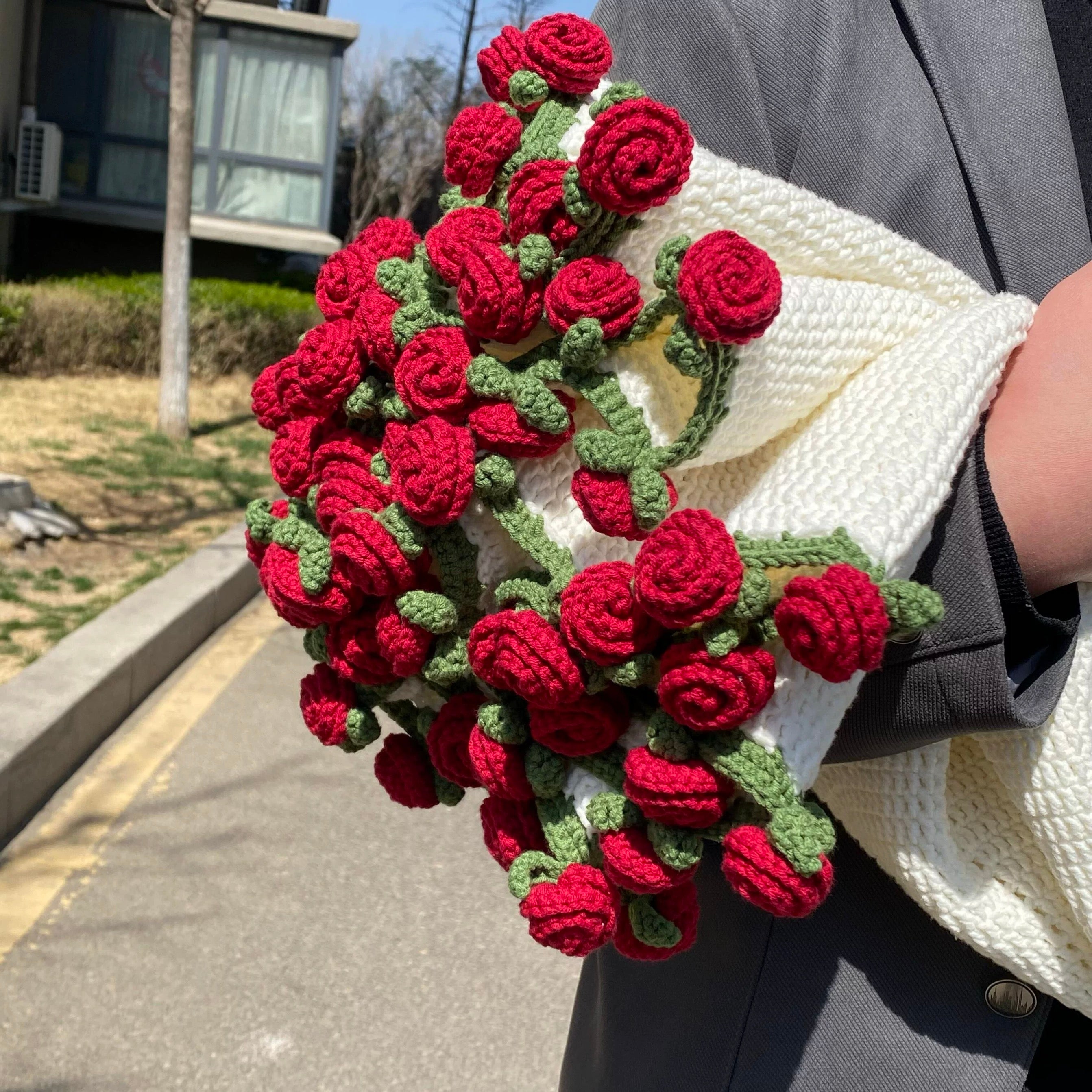 Handmade Crochet Rose Bouquet Blanket (Finished Product)