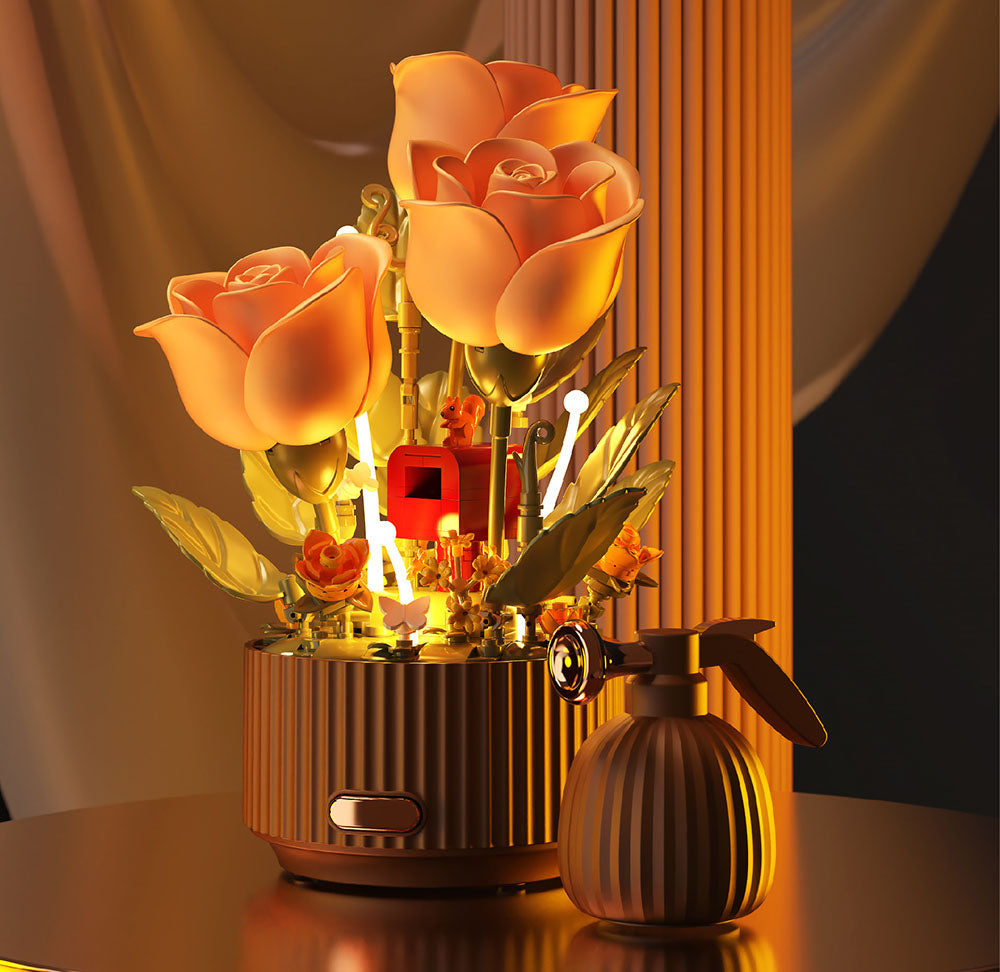 Magic Blooming Flower Building Block,Motion Flower Bouquet Building Blocks