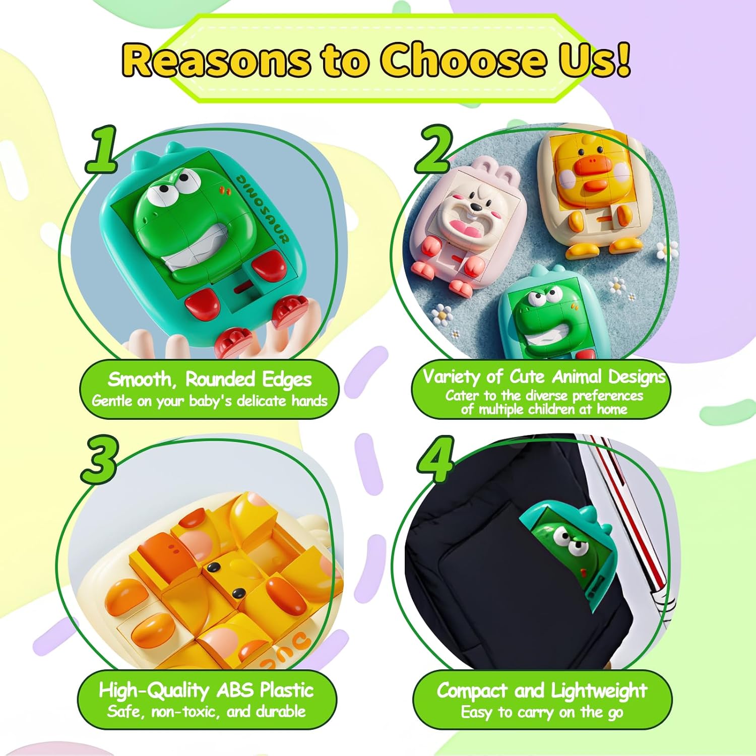 Animal Sliding Puzzle Toy for Kids – Montessori Brain Teaser Travel Game