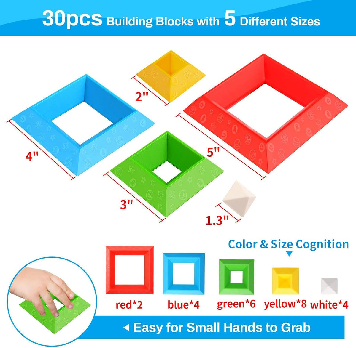 Pyramid Stacking Blocks – 30-Piece Creative Building Set