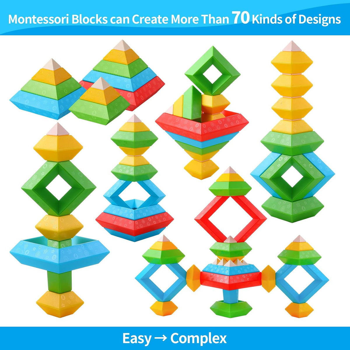 Pyramid Stacking Blocks – 30-Piece Creative Building Set