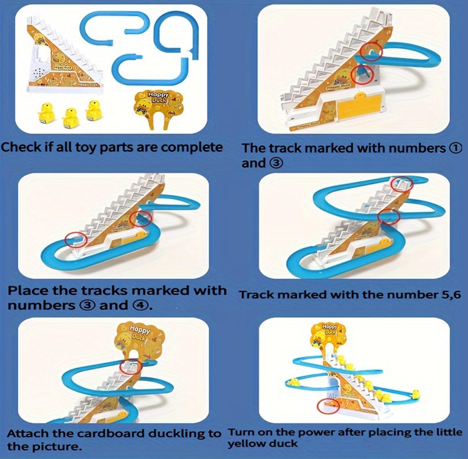 Electric Climbing Duck Slide Toy Musical Staircase with LED Lights