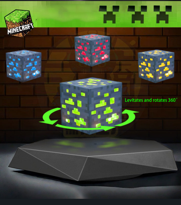 Minecraft Levitating  Lamp, Magic Cube Ore Lamp Ornament