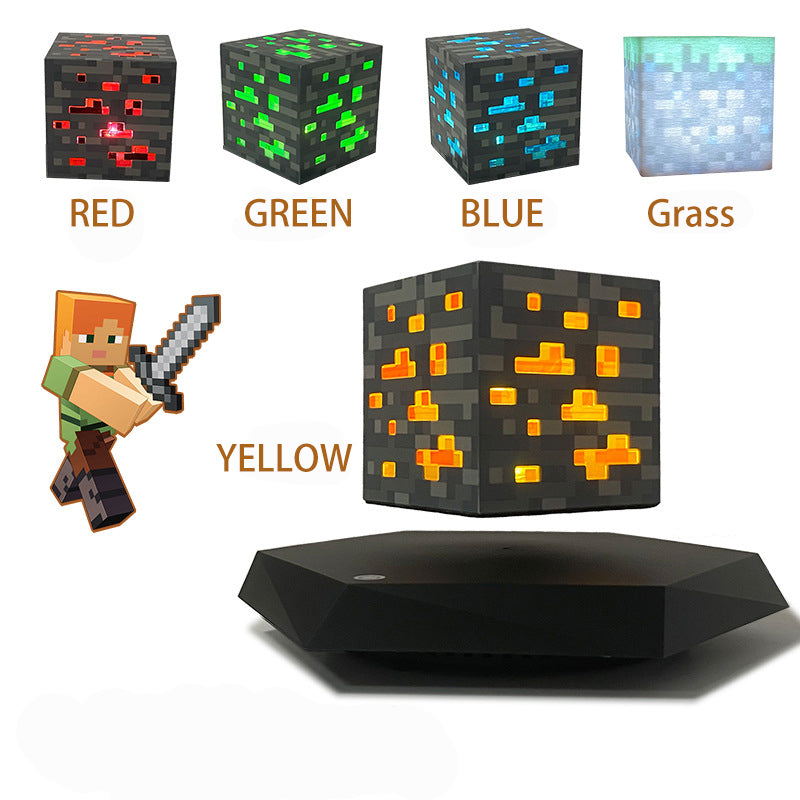Minecraft Levitating  Lamp, Magic Cube Ore Lamp Ornament
