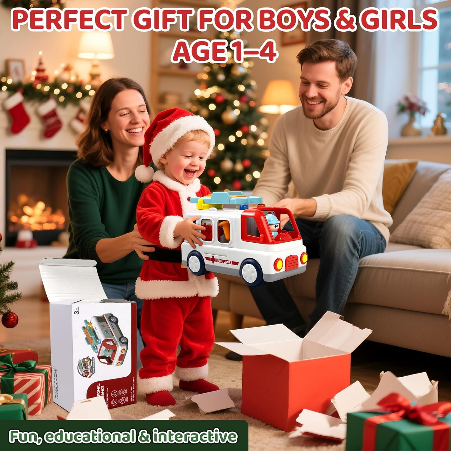 Medical Rescue Ambulance Playset Lights & Sounds, Stretcher & Doctor Kit