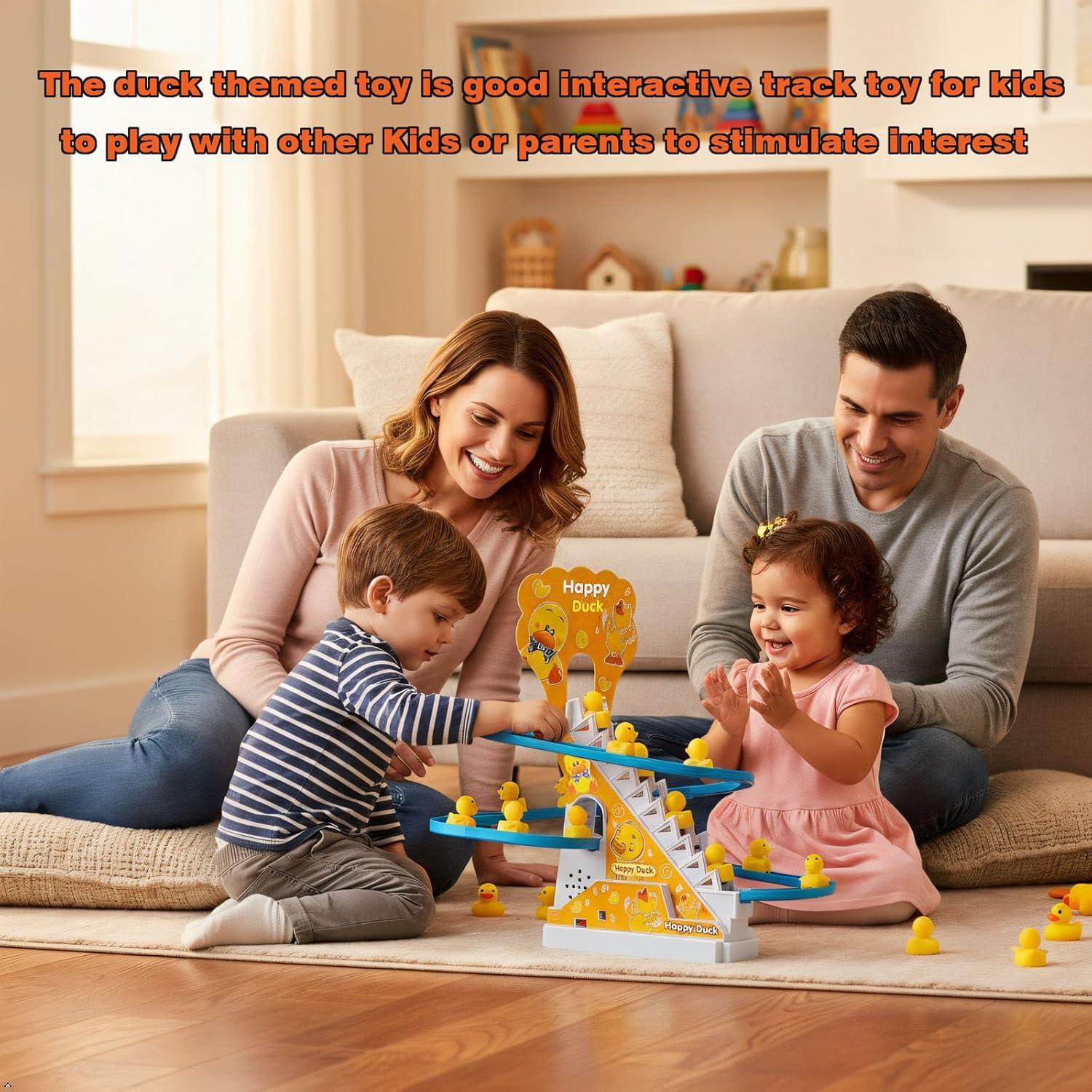 Electric Climbing Duck Slide Toy Musical Staircase with LED Lights