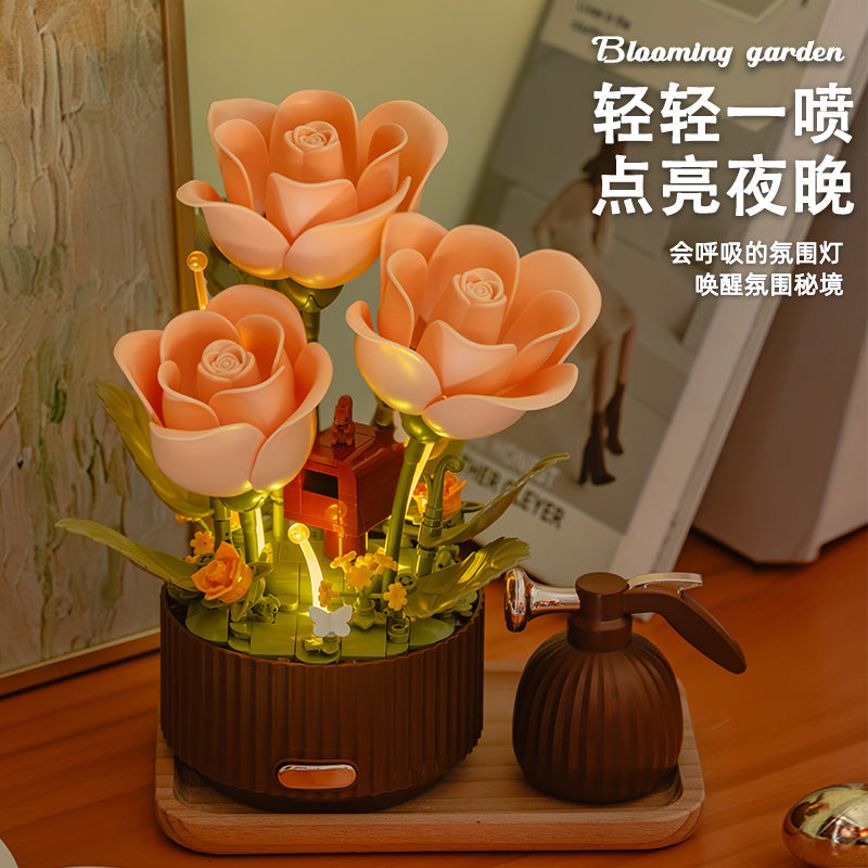 Magic Blooming Flower Building Block,Motion Flower Bouquet Building Blocks