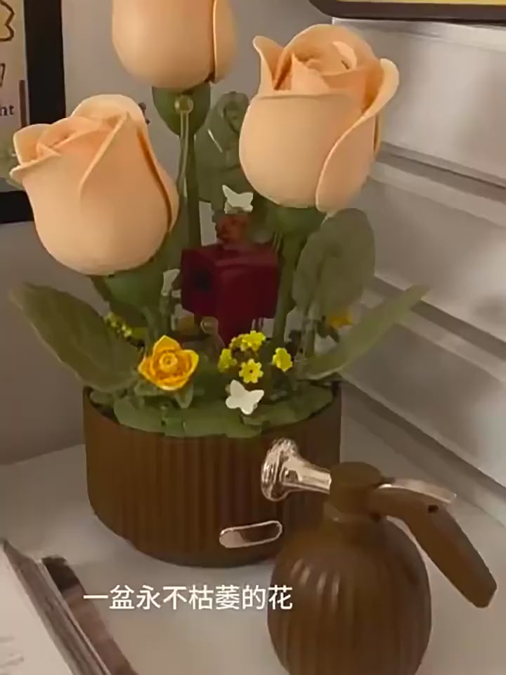 Magic Blooming Flower Building Blocks with Motion Rose Bouquet